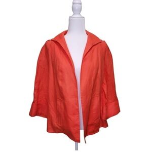 Elliott Lauren Open Front Linen Jacket Size 8 Orange 3/4 Sleeve. B3